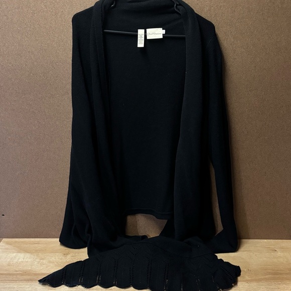 Pure DKNY Black Open Front Cardigan | Wool-Cashmere Blend | Size M/L - Picture 1 of 7